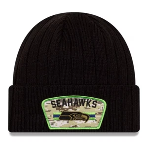 New Era Seattle Seahawks Negro 2021 Salute To Service Sombrero Tejido Esposo Negro - Imagen 1 de 3