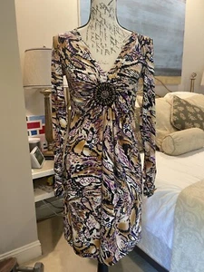 I CE Multicolored Long Sleeve Knee High Dress Sz S - Picture 1 of 7