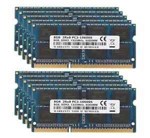 80GB 10X 8GB Intel 2Rx8 PC3-10600 Laptop Memory RAM SODIMM DDR3 1333Mhz 204Pin^! - Picture 1 of 12