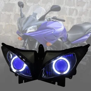 Motorbike Assembly Front Headlight White Angel Eyes Light For Yamaha FZ6S 03-09 - Picture 1 of 11