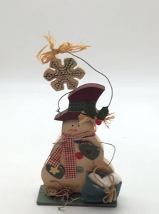 Schneemann Holz Rustikal Volkskunst Weihnachtsdeko Hänge oder Regal Sitter - Bild 1 von 5