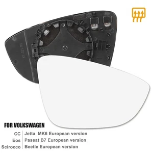 Passenger Right Side Heated Mirror Glass w/ Backing Plate for Volkswagen CC Eos - Bild 1 von 7