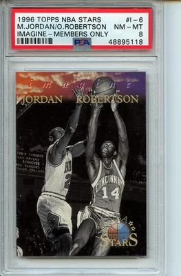 PSA 8 1996 TOPPS STARS MICHAEL JORDAN ROBERTSON IMAGINE #I-6 MEMBERS ONLY NM-MT - Image 1 of 2