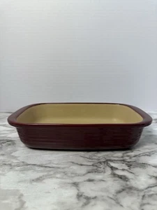 Pampered Chef #1378 ~ 6x9 STONE RECTANGLE BAKER PAN~Cranberry~EUC - Picture 1 of 7