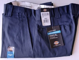 Dickies Mens 38X30 Relaxed Fit Straight Cargo Twill Work Pants Dark Navy - Picture 1 of 6