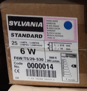 25x Sylvania 6w T5 3000k F6W/T5/29-530 280lm Fluorescent Tubes - Picture 1 of 1
