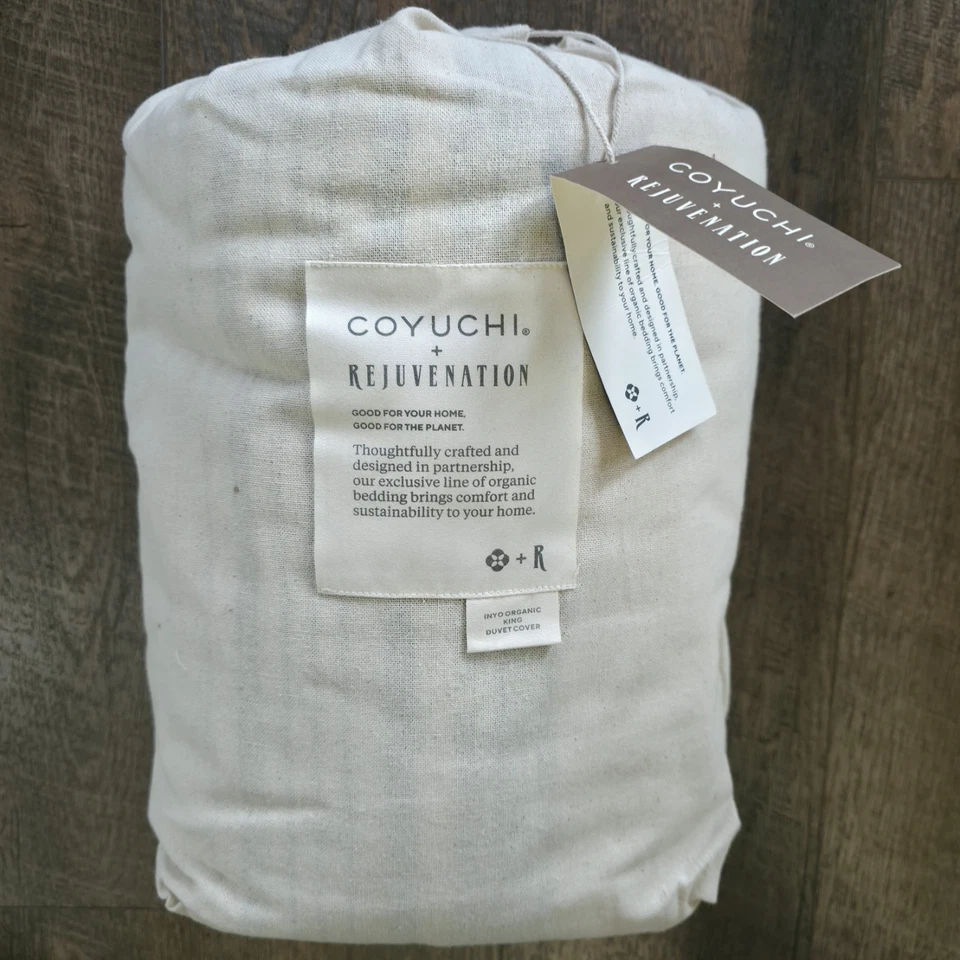 Edredón Coyuchi Rejuvenecimiento Orgánico Inyo Dobby King Sin Teñir Blanco Sombra Nuevo Foto 1 de 3