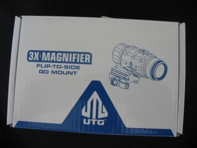 UTG 3X 瞄准镜放大镜 带翻转到侧 QD 安装 SCP-MF3WEQS 黑色 - 全新带盒 - — 第 1/3 张图片