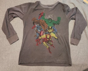 T-shirt manica lunga Marvel termica invecchiata maglietta eroe Captain Hulk Junior XL - Foto 1 di 6