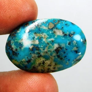 Natürlicher blauer Türkis 29,40 kt ovaler Cabochon zertifiziert loser Edelstein - Bild 1 von 6