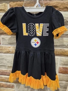Vestido Jersey Pittsburgh Steelers Niños Cheerleader LOVE con Fray Amarillo 3T - Imagen 1 de 5