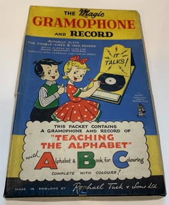 antiguo GRAMÓFONO MÁGICO Y DISCO, Raphael Tuck juego completo en caja circa 1937 - Imagen 1 de 14