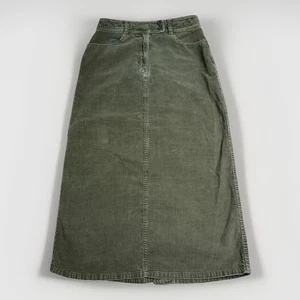 Eddie Bauer Womens Grey Olive Corduroy Skirt Sz 4 Back Slit Pockets - Picture 1 of 6