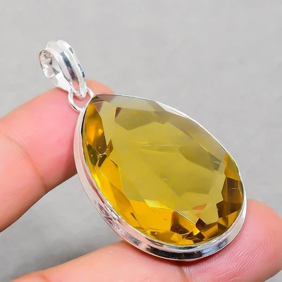 Ciondolo gioiello sfaccettato a forma di pera citrino fatto a mano design... - Immagine 1 di 4