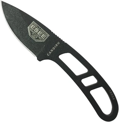 ESEE Candiru Cuchillo de hoja fija negro con funda de polímero moldeado | CAN-B-E Foto 1 de 4