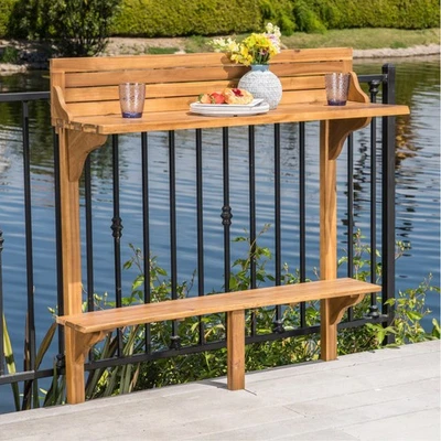 Natural Acacia Wood Balcony Bar Table (48”L x16.5”W x49.75”H) - Image 1 of 4