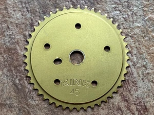 Rare Gold KINK 45 SPROCKET Mid School BMX Street Grind Bike Chainring 45 Tooth - Picture 1 of 4