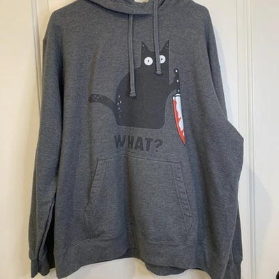 Кошка что? Мужская толстовка с капюшоном смешной убийственный кот с ножом серый XL - Изображение 1 из 4