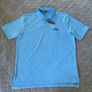 NWT Peter Millar Polo Shirt Men L Blue Summer Comfort Golf Club Performance - Picture 1 of 18