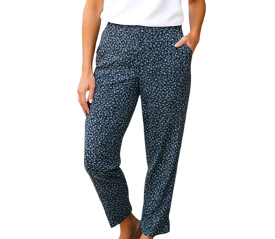 Calça Piazza Sempione Audrey Crop Capri estampa azul Itália tamanho 44 EUA 8 - Imagem 1 de 4