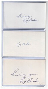(3) CY BUKER INDEX CARD SIGEND 1945 BROOKLYN DODGERS PSA/DNA CERTIFIED 1919-2011