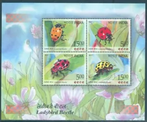 India 2017 Beetles Ladybird Insects Fauna Animals Miniature Sheet MNH - Picture 1 of 3