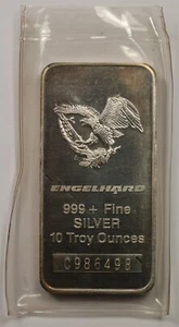 Engelhard Eagle and Flag .999 Fine Silver Bar 10 Troy oz #C986498 - Picture 1 of 2