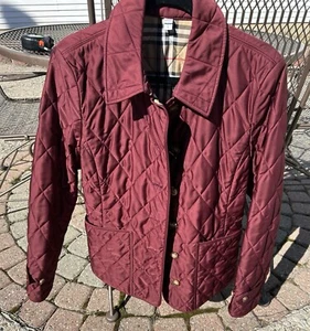 Giacca donna BURBERRY ~ trapuntata davanti con bottoni diamantati ~ bordeaux ~ taglia large - Foto 1 di 13