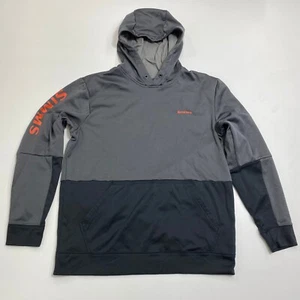 Simms Pullover Hoodie Mens M Black Gray Colorblock Pockets Fleece Lined - Picture 1 of 14
