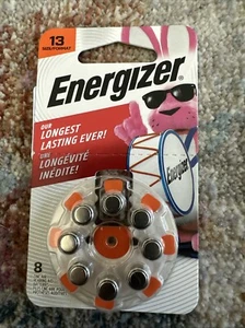 Energizer 8 Count #13(AZ13DP8) Button Cell Zinc Air batteries for Hearing Aids - Picture 1 of 1