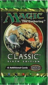 MTG: 6TH EDITION empty Booster Pack wrapper; PERFECT opening, NO CARDS, 1999 - Picture 1 of 2