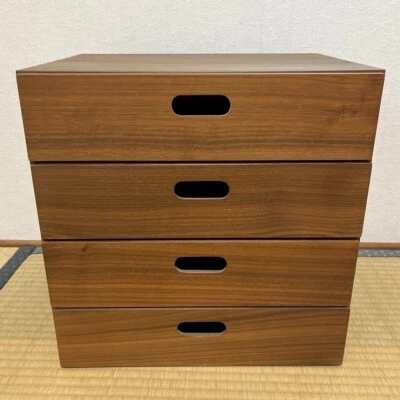 Muji Stacking Chest 4 Drawers Walnut Veneer W14.6×D11×H14.6 inch Natural Japan - Image 1 of 4