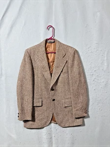Blazer American Craftsmen Harris Tweed Para Hombres 100% Lana Escocesa Marrón A Cuadros De Colección - Imagen 1 de 11