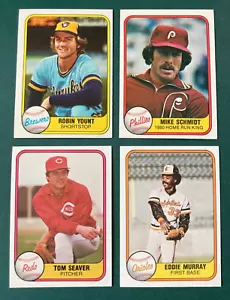 1981 Fleer Baseball Card Lot 4 HOFER ROBIN YOUNT, SEAVER, MIKE SCHMIDT, MURRAY - Picture 1 of 2