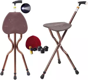 Folding Cane with Seat Adjustable Height Walking Cane and Chair Combo Heavy Duty - Picture 1 of 9
