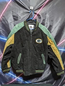 Green Bay Packers Jacket Vintage NFL Suede Like Leather Men’s L Rare - Picture 1 of 7