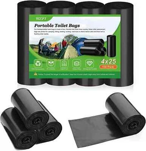 WZFI 100 Portable Camping Toilet Bags,8 Gallon Super Thick Camping Toilet Bags B - Picture 1 of 6