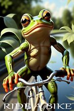 Ride a Bike Frog Bicycle Riding Pleasure Cycling Vintage Poster Repro FREE S/H