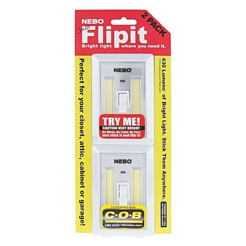 Nebo Flipit/2 Pack / LED Universal Mount Battery Light Switch/Lots of 2 - Image 1 of 1