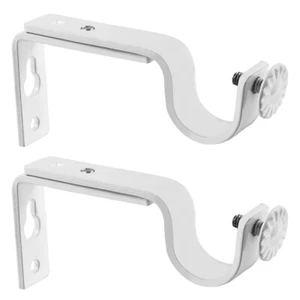 2PCS White 18-22mm Adjustable Drapery Rod Bracket Home Living Room Bedroom - Picture 1 of 10