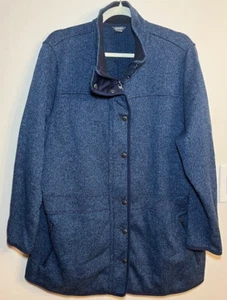 EDDIE BAUER Giacca Donna Maglia Mezza, Chiusura Zip e Snap, Blu Tinta Unita 2X - Foto 1 di 10
