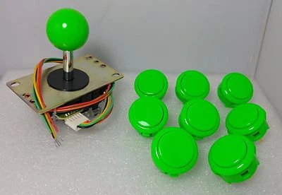 8 pcs Sanwa Genuine Buttons Green and Joystick OBSF-30 Video Game Arcade Parts - Image 1 of 4