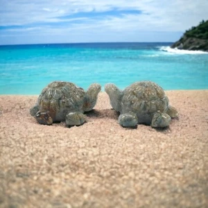 58.00cts Natural Moss Agate Gemstone Hand Carved Tortoise Sculpture 26*20mm Pair - Picture 1 of 6