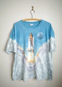 Vintage Disney Liquid Blue NASA Boeing AOP Rocket Endeavor Space Shuttle Size XL - Picture 1 of 4