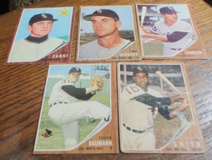 5) 1962 Topps Chicago White Sox baseball cards #8 #161 Baumann #178 #214 RC #410 - Picture 1 of 2
