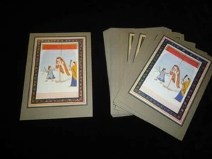Pack 10 Indian miniature painting greetings cards blank Hindu art Guler 1800 AD - Picture 1 of 1