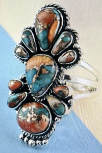 Natural Spiny Turquoise Size 11 in Sterling Silver 8 Grams 1.60 ctw - Picture 1 of 7