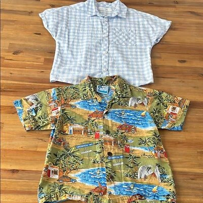 Boys Hawaiian Print Shirt  Zara Check Print Shirt Short Sleeves 5y - Image 1 of 4