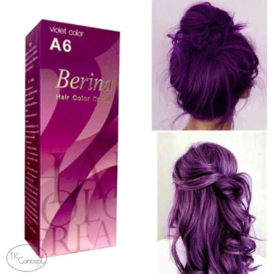 TINTE DE CABELLO CREMA PERMANENTE COLOR VIOLETA MORADO BERINA A6 Estilo Moda Foto 1 de 4