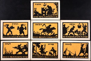 ANSBACH 1921 "Historical Silhouettes" Complete 7x75 Pfennig Set German Notgeld - Picture 1 of 2